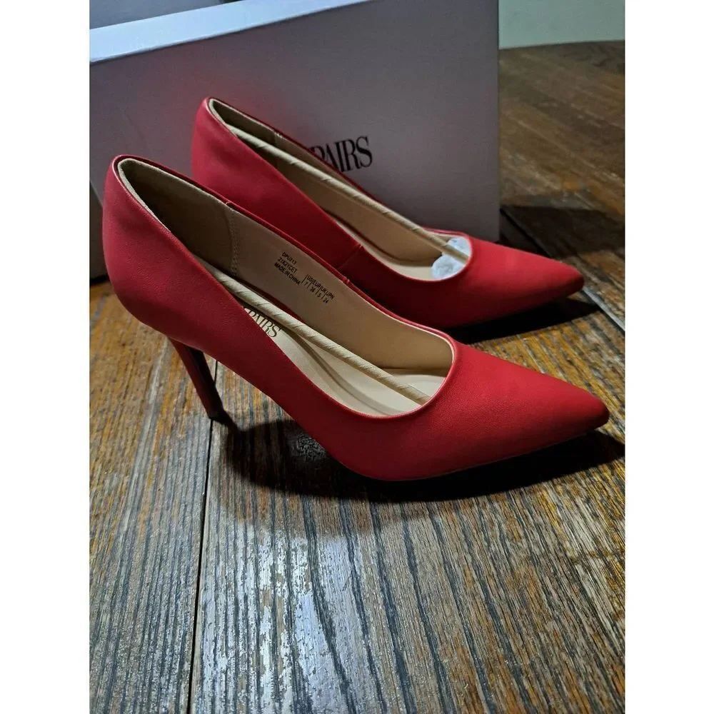 New Size 7 Dream Pairs Red Pointed Toe Stiletto Pump High Heel Dress Shoes NWT